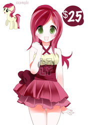 Size: 700x993 | Tagged: safe, artist:angelily-tan, roseluck, human, anime, commission, humanized, solo