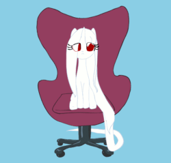 Size: 524x500 | Tagged: safe, artist:celerypony, oc, oc only, oc:celery, pony, unicorn, animated, blinking, chair, cute, female, i have done nothing productive all day, looking at you, ocbetes, office chair, open mouth, sitting, smiling, solo, spinning