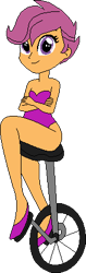 Size: 137x434 | Tagged: artist needed, source needed, safe, scootaloo, human, equestria girls, leotard, solo, unicycle