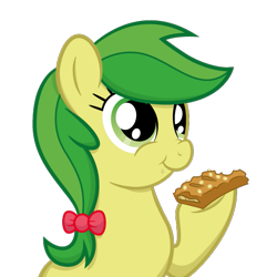 Size: 555x554 | Tagged: safe, artist:littlehybridshila, apple fritter, apple family member, apple fritter (food), eating, solo