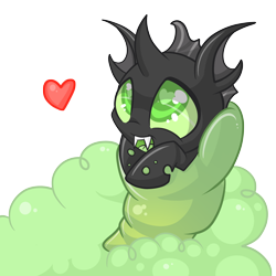 Size: 3500x3500 | Tagged: safe, artist:starlightlore, oc, oc only, oc:omni, changeling, nymph, changeling oc, cocoon, cute, green changeling, heart, heart eyes, open mouth, simple background, smiling, solo, transparent background, vector