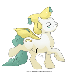 Size: 1149x1300 | Tagged: safe, artist:almairis, pegasus, pony, eyes closed, jirachi, pokémon, ponified, solo