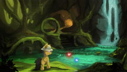 Size: 4000x2250 | Tagged: safe, artist:fuzzyfox11, daring do, fairy, forest, hat, pith helmet, river, scenery, scenery porn, waterfall