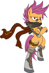 Size: 1480x2177 | Tagged: safe, artist:fluttershy750, scootaloo, boots, clothes, glasses, scarf, simple background, solo, transparent background, vector