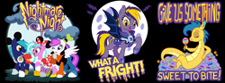 Size: 1024x380 | Tagged: safe, artist:nanook123, artist:tim-kangaroo, oc, oc only, oc:blank canvas, oc:blazing star, oc:hoof beatz, oc:mane event, oc:peri, bronycon mascots, hoofevent, triptych