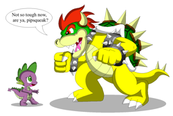 Size: 1340x900 | Tagged: safe, artist:koopa-master, spike, dragon, bowser, crossover, spikeabuse, super mario bros., this will end in tears and/or death