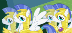 Size: 325x150 | Tagged: safe, screencap, pony, detailed background, royal guard, solo