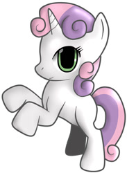 Size: 408x557 | Tagged: safe, artist:iku, derpibooru import, sweetie belle, simple background, solo