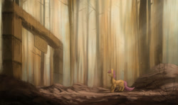 Size: 2000x1181 | Tagged: safe, artist:fuzzyfox11, scootaloo, forest, older, scenery, solo