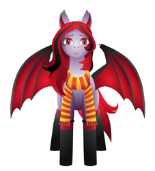 Size: 2450x2700 | Tagged: safe, artist:afterman, oc, oc only, oc:arrhythmia, bat pony, pony, clothes, scarf, solo, stockings