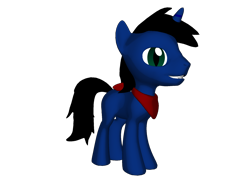 Size: 2000x1500 | Tagged: safe, artist:michal266, oc, oc only, oc:salvage, changeling, hybrid, pony, unicorn, bandana, cat eyes, fangs, male, pony creator 3d, solo, stallion