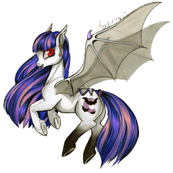 Size: 2321x2321 | Tagged: safe, artist:divinekitten, bat pony, pony, vampire, vampony, elissabat, monster high, ponified, solo, traditional art, underhoof