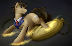 Size: 950x600 | Tagged: safe, artist:onidrill, doctor whooves, earth pony, pony, brown coat, brown mane, male, solo, stallion