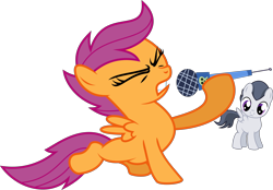 Size: 6000x4165 | Tagged: safe, artist:sir-teutonic-knight, rumble, scootaloo, absurd resolution, microphone, simple background, transparent background, vector