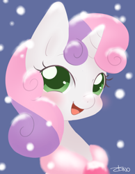 Size: 1550x2000 | Tagged: safe, artist:mrsremi, sweetie belle, snow, snowfall, solo, winter