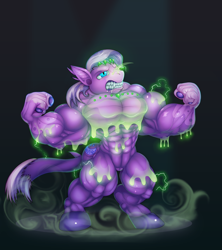 Size: 1128x1268 | Tagged: safe, artist:xylem, diamond tiara, anthro, diamond-hard tiara, muscle expansion, muscles, radioactive, radioactive waste, sequence, transformation