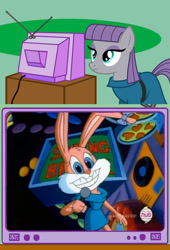 Size: 507x744 | Tagged: safe, maud pie, babs bunny, exploitable meme, hub logo, meme, obligatory pony, tiny toon adventures, tv meme