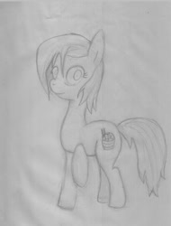 Size: 649x852 | Tagged: safe, artist:szabobali, zombie, zombie pony, brain, izombie, liv moore, monochrome, ponified, sketch, solo, traditional art