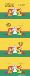 Size: 640x1600 | Tagged: safe, artist:jryvn, apple bloom, scootaloo, sweetie belle, bloom county, comic, cutie mark crusaders, spin the bottle
