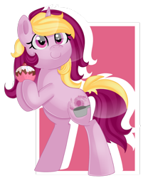 Size: 1024x1275 | Tagged: safe, artist:13aymax, oc, oc only, oc:aurora nova, pony, unicorn, cupcake, solo