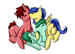 Size: 1800x1300 | Tagged: safe, artist:sparksofdiscord, oc, oc only, oc:melody star, oc:north star, oc:wineberry, family, parent:oc:north star, parent:oc:wineberry, parents:winestar, snuggling, winestar