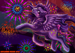 Size: 900x636 | Tagged: safe, artist:anniemsson, twinkler, pegasus, pony, g1, fireworks, solo, sparkle pony