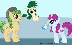 Size: 813x512 | Tagged: safe, artist:berrypunchrules, mystery mint, sandalwood, sweet leaf, equestria girls, background human, equestria girls ponified, ponified