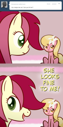 Size: 650x1300 | Tagged: safe, artist:why485, lily, lily valley, roseluck, ask, ask the flower trio, comic, tumblr