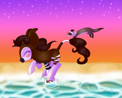 Size: 1665x1332 | Tagged: safe, artist:ieatedaunicorn, oc, oc only, oc:tafanji, ferret, okapi, pet, pet oc