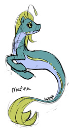 Size: 626x1134 | Tagged: safe, artist:krriia, oc, oc only, oc:marina, merpony, female, sketch, solo