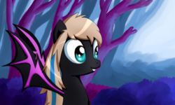 Size: 1000x600 | Tagged: safe, artist:nunitko, oc, oc only, oc:noir désir, bat pony, pony, solo