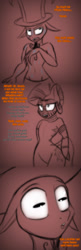 Size: 573x1764 | Tagged: safe, artist:lil miss jay, zecora, oc, oc:malice, anthro, demon, zebra, ask lil miss rarity, gradient background, monochrome, tumblr