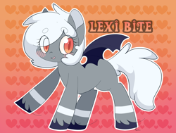 Size: 1280x968 | Tagged: safe, artist:askcurlycue, oc, oc only, oc:lexi bite, bat pony, pony, blank flank, solo