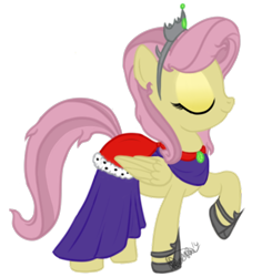 Size: 510x520 | Tagged: safe, artist:karmadash, oc, oc only, oc:princess penumbra, cape, clothes, dress, offspring, parent:fluttershy, parent:king sombra, parents:sombrashy, solo, tiara