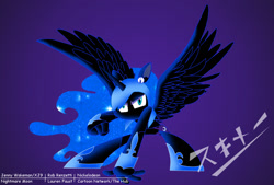 Size: 1266x856 | Tagged: safe, artist:vulpes-erratum, nightmare moon, crossover, jenny wakeman, my life as a teenage robot, simple background