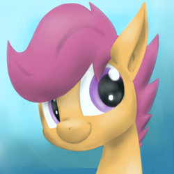 Size: 1024x1024 | Tagged: safe, artist:martinhello, scootaloo, pegasus, pony, female, filly, gradient background, solo