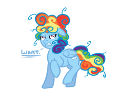 Size: 800x640 | Tagged: safe, rainbow dash, pegasus, pony, alternate hairstyle, angry, bad hair day, messy mane, raised hoof, solo