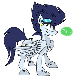 Size: 1024x1085 | Tagged: safe, artist:dizzee-toaster, soarin', backwards cutie mark, dialogue, goggles, simple background, solo, transparent background