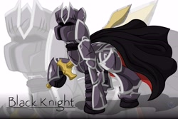 Size: 4500x3000 | Tagged: safe, artist:template93, armor, black knight, cap, fire emblem, fire emblem: path of radiance, fire emblem: radiant dawn, hat, ponified, solo, sword, zelgius