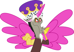 Size: 969x680 | Tagged: safe, artist:cheezedoodle96, discord, draconequus, .svg available, blowing a kiss, crown, discorn, princess discord, simple background, solo, svg, transparent background, vector