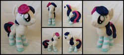 Size: 3736x1667 | Tagged: safe, artist:lumenglace, bon bon, sweetie drops, clothes, irl, photo, plushie, socks, solo