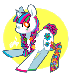 Size: 877x913 | Tagged: safe, artist:crayonkat, oc, oc only, pony, unicorn, adoptable, flower, solo