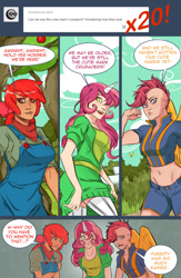 Size: 780x1200 | Tagged: safe, artist:swain, apple bloom, scootaloo, sweetie belle, human, ask-humans-from-equestria, belly button, fallout, horned humanization, humanized, midriff, mohawk, winged humanization