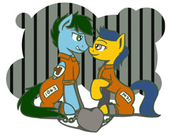 Size: 800x618 | Tagged: safe, artist:flutterluv, oc, oc only, clothes, prison, prison outfit