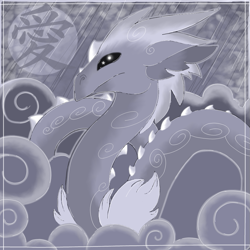 Size: 999x999 | Tagged: safe, artist:divergentassailant, oc, oc only, chinese dragon, cloud, cloudy, love symbol, moon, rain, solo