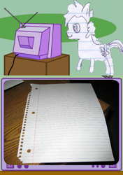 Size: 423x600 | Tagged: safe, oc, oc only, oc:sketchy the notebook pony, exploitable meme, lined paper, meme, memeception, obligatory pony, paper, tv meme