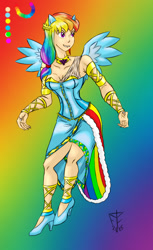 Size: 794x1299 | Tagged: safe, artist:faroth, rainbow dash, equestria girls, rainbow rocks, clothes, dress, eared humanization, humanized, nail polish, ponied up, winged humanization