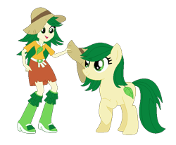 Size: 656x544 | Tagged: safe, artist:meg-pony, sweet leaf, pony, equestria girls, background human, clothes, equestria girls ponified, female, hat, human ponidox, mare, ponified, self ponidox