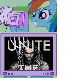 Size: 682x701 | Tagged: safe, rainbow dash, pegasus, pony, aquaman, exploitable meme, jason momoa, meme, obligatory pony, tv meme