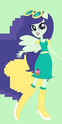 Size: 311x618 | Tagged: safe, artist:berrypunchrules, blueberry cake, equestria girls, alternate hairstyle, background human, glasses, ponied up, pony ears, solo, wings